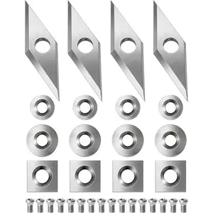 32 count Tungsten Carbide Cutters Inserts Set for  Lathe Turning Tools,Include 11mm Square with Radius, 12mm and 8.9mm Round, 30 x 10mm , M4*8mm Screws