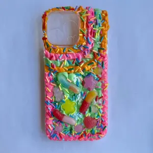 Handmade Junk Case Iphone 16 Pro Max- Y2K, Fake Cake/Icing with Sour Candy Charms and Sprinkles