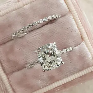 Maxine Elegant 2.0ct Cushion Cut Engagement Ring Set,Bridal Ring Set,5A Cubic Zirconia Women's Ring Jewelry,Wedding Ring Set for Daily,Travel,Proposal,Birthday,Anniversary, Engagement Rings