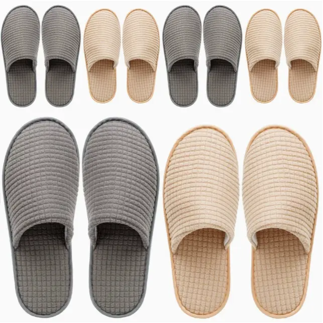 Women's Unisex Polar Fleece Guest Bedroom Slippers - 6 Pairs Multicolored Closed-Toe Casual Flat Fashionable Soft Non-Slip House Shoes, Breathable Washable for Shoeless Home, Party, Restaurants