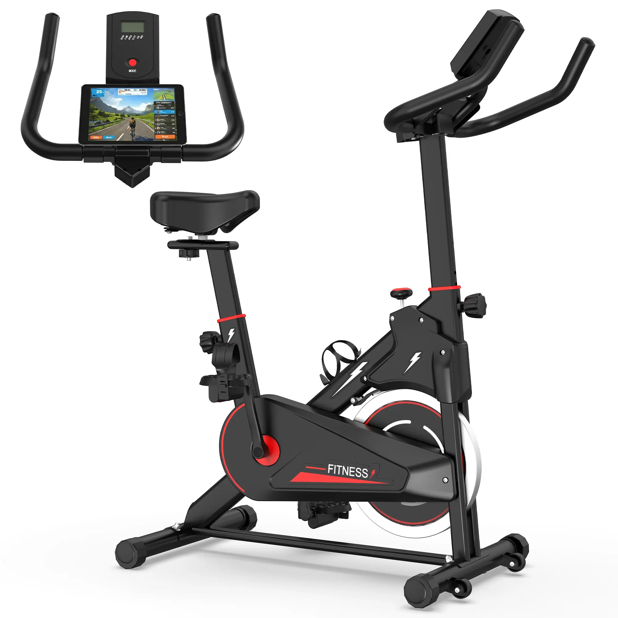 SAVEYOUR Stationary Exercise Bike, Indoor Cycling Bike with Upgraded Tablet & Phone Holder, Quiet Belt Drive System, Adjustable Resistance, Comfortable Seat, Home Cardio Workout Bike for Men & Women, Summervibes