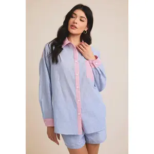 Stripe Color Block Oversized Shirt