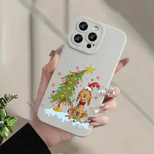 Cute Dog & Christmas Tree Design Phone Case, Shockproof Full Protection Cover for iPhone Models 11 to 16 Series, Perfect Gift Idea