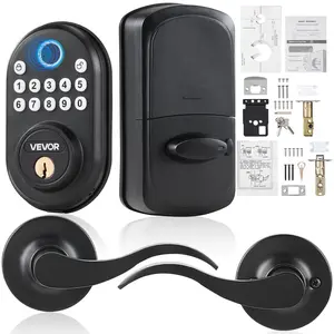VEVOR Fingerprint Door Lock with Level Handles, Fingerprint/Keypad Code/Key, One-Time and Anti-Peeking Password, Constant Unlock Mode, Aluminum Alloy, Electronic Keypad Deadbolt for Entry Doors