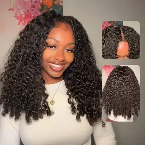 ISEE HAIR 180% Density Burmese Curly V Part Sew In Wig InvisiFit Strap Flip Over Wig for Beginners Vacation Hair #Summervibes#ISEECrochetNewArrivals