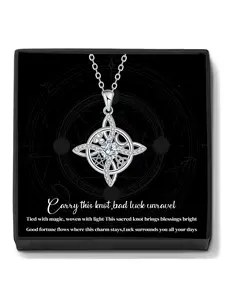 Witches Knot Protection Necklace With Blessing Message Card, Hecate Goddess Lilith Jewelry, Good Luck Knot Jewelry Gift for Women