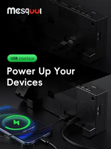 Mesqool Projection Alarm Clock with 180° Rotatable Projector, 5-Level Brightness Dimmer, USB Charger, 9mins Snooze, 12/24H, for Bedroom