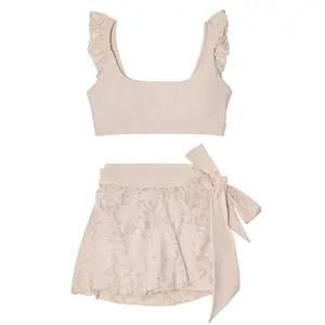 Ballet Bundle TikTok Exclusive - Romance Lace Ruffle Bra + Lace Juliet Skort Tutu Pink