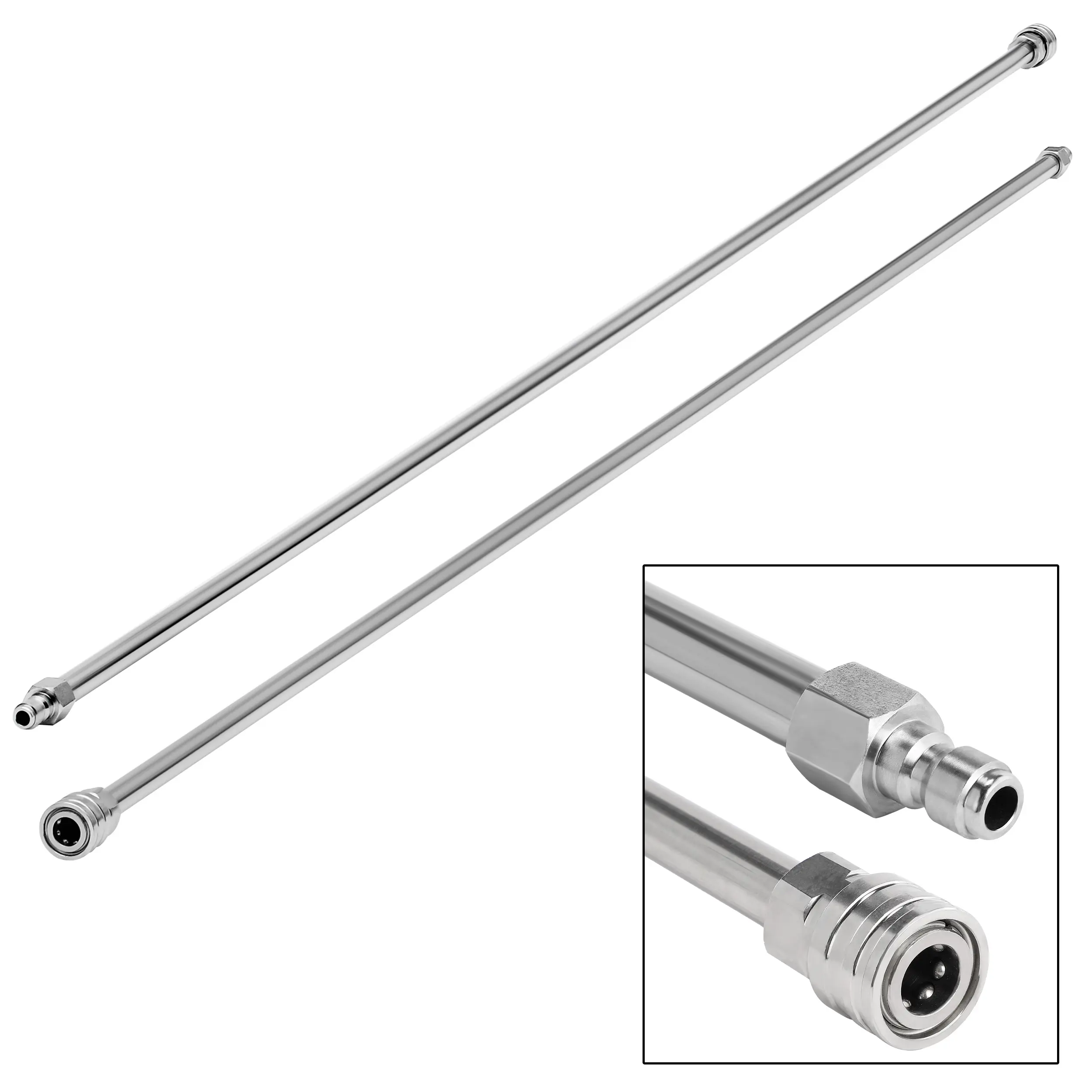 Stainless Steel Pressure Washer Wand Extension Set, 120-in Total Length (2x60-in Lances), 1/4” Quick Connect Fitting, 4000 PSI Max Universal Fit Replacement Extender Wand for Tools & Hardware Pumps & Accessories, Father’s Day Gift