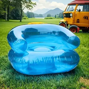 Transparent Inflatable Sofa, Portable PVC Air Lounger – No Pump Needed, Outdoor Camping & Picnic Couch for Beach, Park, Backyard, Family Gatherings (1pc)