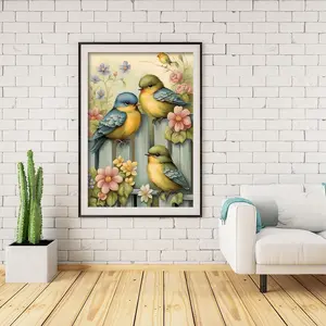 Bird Diamond Painting Kits for Adults Flower,5D DIY Full Drill Round Diamond Art Gems Vertical Perfect for Home Wall Decor 12x16 Inch/30 * 40cm