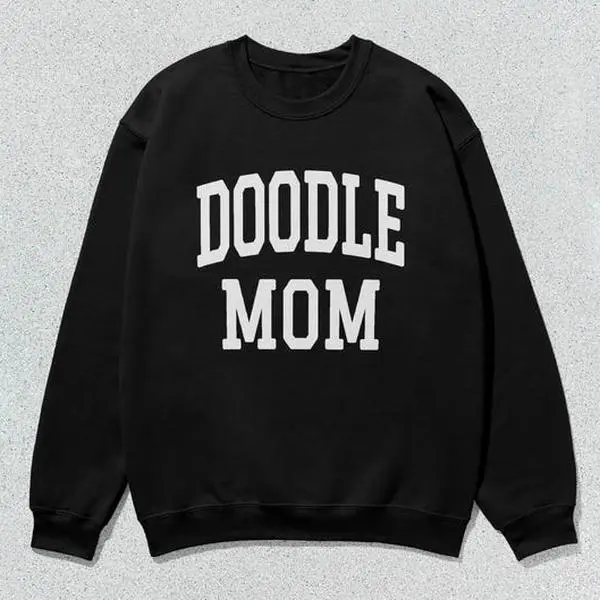 Men's Doodle Mom Collegiate Crewneck Sweatshirt - Unisex Casual Long-Sleeve Round-Neck Pullover Tops