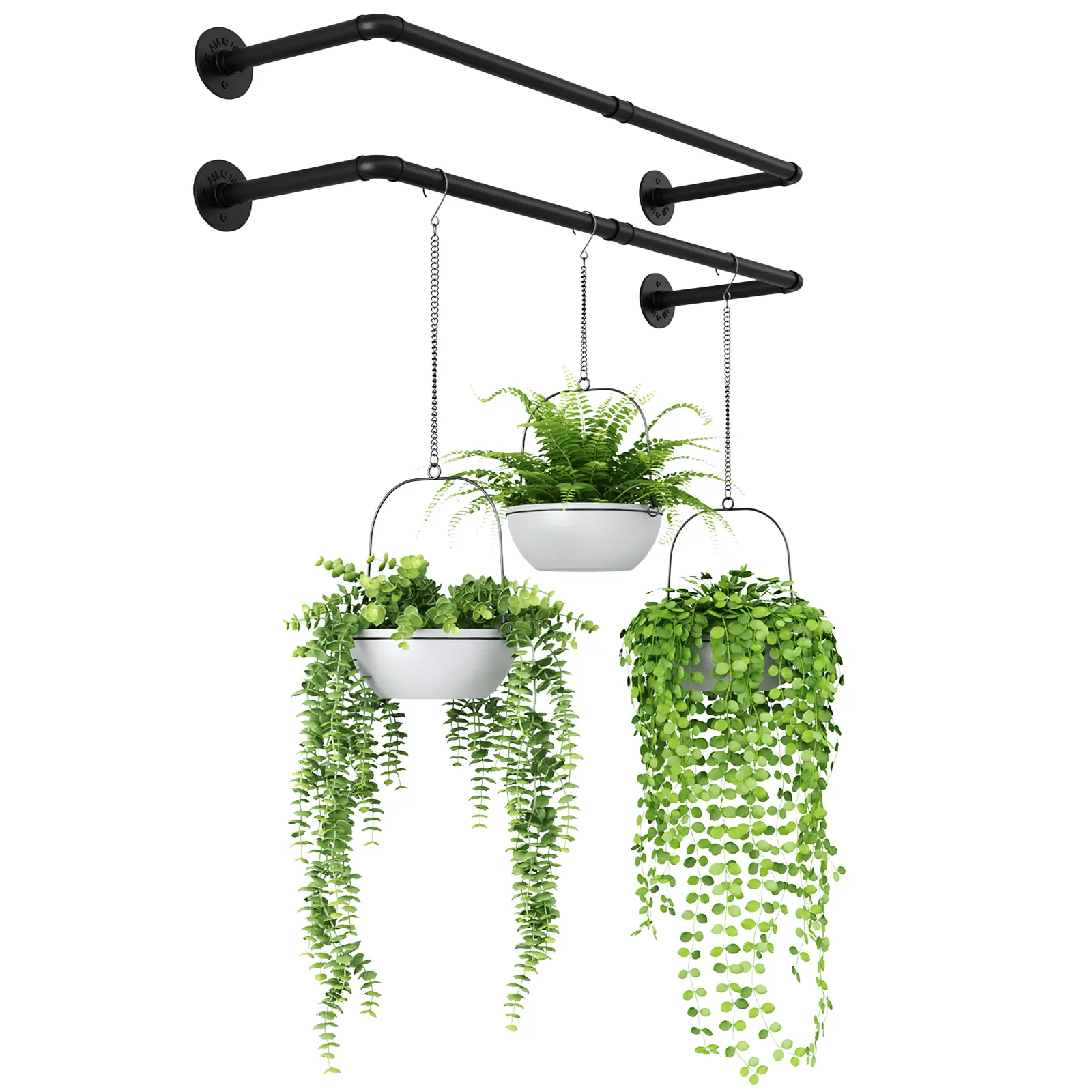 Bamworld 36.2" Hanging Planters 2PCS for Indoor Plants Hanging Plant Holder Plant Hanger Indoor Ceiling Window Plant Shelves Wall Mount Black Metal Rod(Pot&Plant Not Included), Hanging Plant Basket, Indoor Use