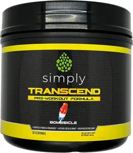 Simply Transcend Pre-Workout with Creatine, Beta-Alanine, L-tyrosine, and Caffeine for Sustained Energy, Focus, and Amplified Performance Bombsicle, 30 Servings