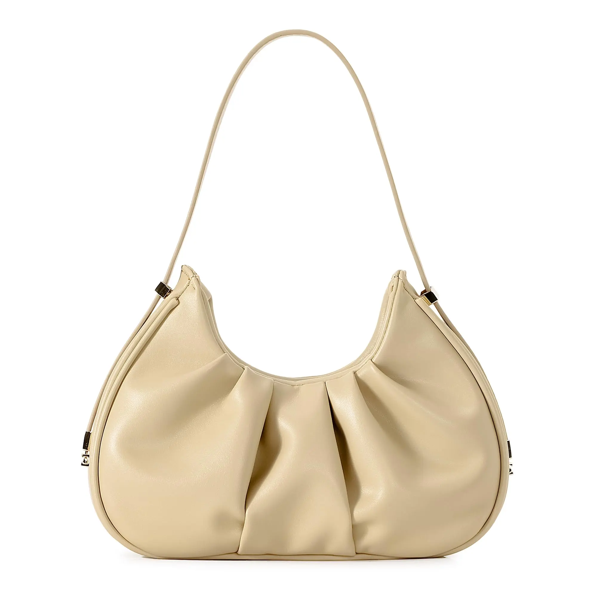Herald Ruched Shoulder Bag Cloud Design Hobo Clutch Purse for Women Small Mini Cute Tote Handbag with Adjustable Strap (Khaki)