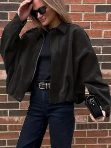 Spring Autumn Casual Jacket, Velvety Texture Fashion Top, Women's Lapel Coat, Stylish Outerwear for Daily Wear