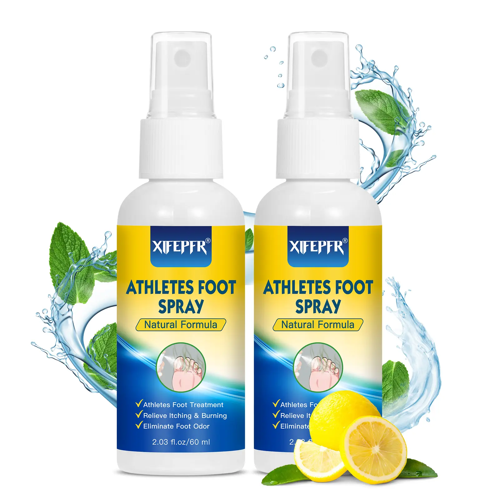 XIFEPFR Herbal Athlete's Foot Spray - 2.03 fl oz Fast-Acting Care for Itchy, Burning Skin, Fungus Treatment & Odor Relief with Mint Oil & Vitamin E