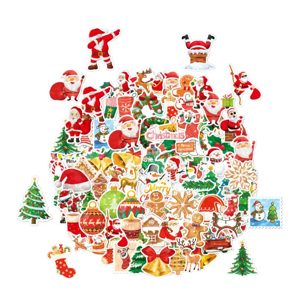 100 Non-Repeating Glitter Holographic Laser Christmas Vinyl Stickers, 2.4-3.2 Inches Waterproof Assorted High-Precision Printing Stickers for Girls’ Christmas Decorations, Craft Party Favors, Brain Training Games, 2.4 To 3.2 Inches