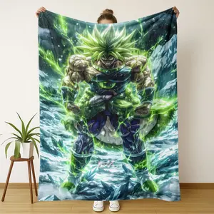 Comfortable Dragon Ball Broly Super Saiyan Print Blanket, Lightweight Flannel Throw, Ideal for Sofa, Bed, Office, Travel, Camping, Gift