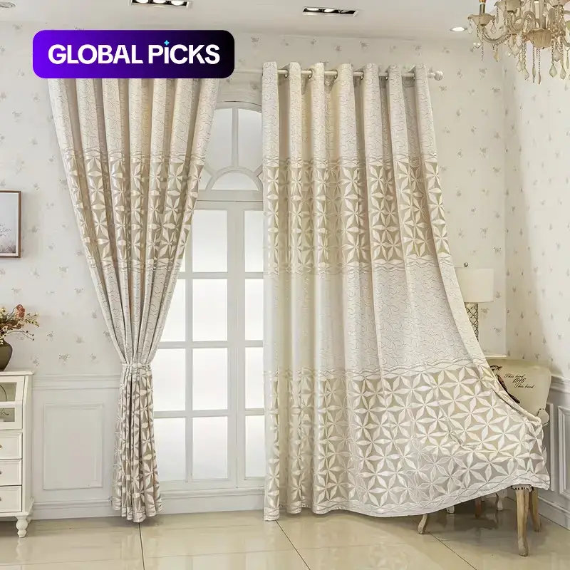 Set of 2 Simple Dual-Row Hollow-Out Milk White Window Curtains, Curtain Panels, Ready-to-Hang, for Bedroom, Living Room & Balcony #GLOBAL PICKS