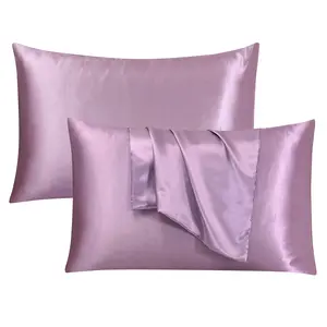 Purple Satin Silk Pillowcases 2/4 Pack, Unisex Beauty Sleep Luxury Bedding, Cooling Skin-Friendly Pillow Covers with Envelope Closure, Ideal Gift for Hair & Skin Care (No Pillow Core)