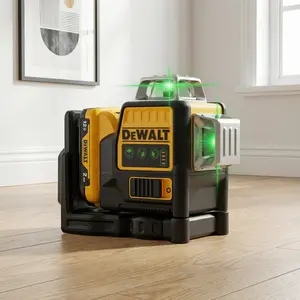 DEWALT DW089LG 12V Lithium Battery Self-Leveling Laser Level - 12-Line, 3-Side, 360-Degree Vertical/Horizontal Green Laser Measuring Tool for Outdoor Leveling Precise Line Finder