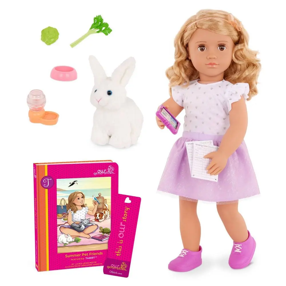Our Generation Tabby Posable 18'' Doll with Pet Bunny Plush & Storybook Set Our Generation Tabby Posable 18'' Doll with Pet Bunny Plush & Storybook Set