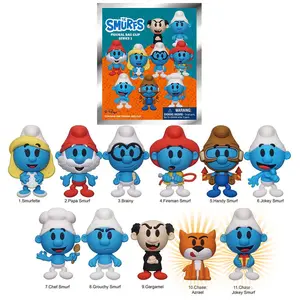 1 PC The Smurfs Officially Licensed The Smurfs 3D Anime Character Blind Bag Keychain Mystery Bulk Bag Clip Pendant One Smurfette and Brainy Or Other hidden Characters Keyring for Friends for Birthday Christmas Souvenir Collection and Holiday Gifts