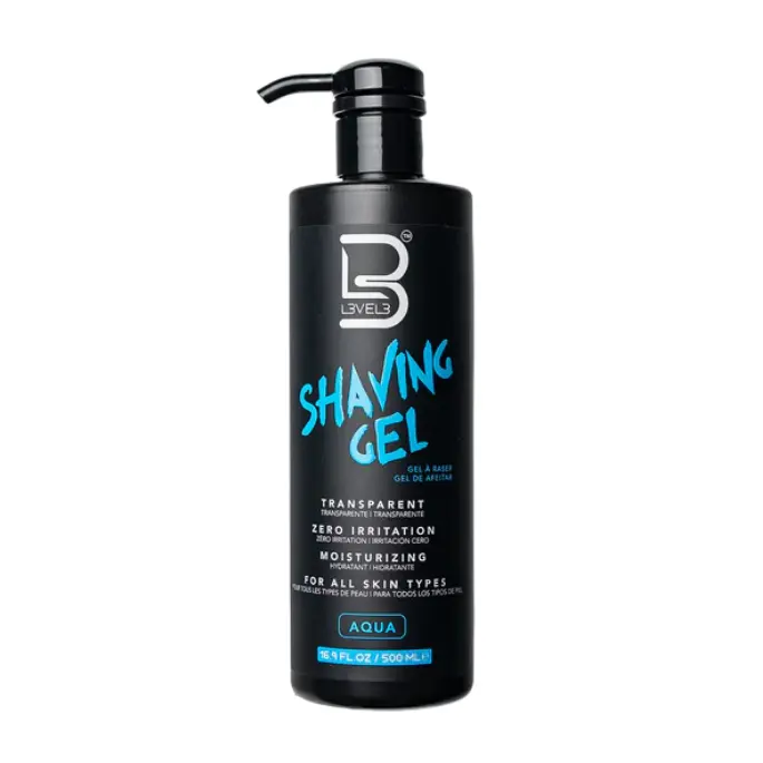 Level3 Smooth Shave Gel - Body Care Salon-Grade, Silica-Infused Refreshing Aqua, Face & Body Use, 16.9oz Single Bottle