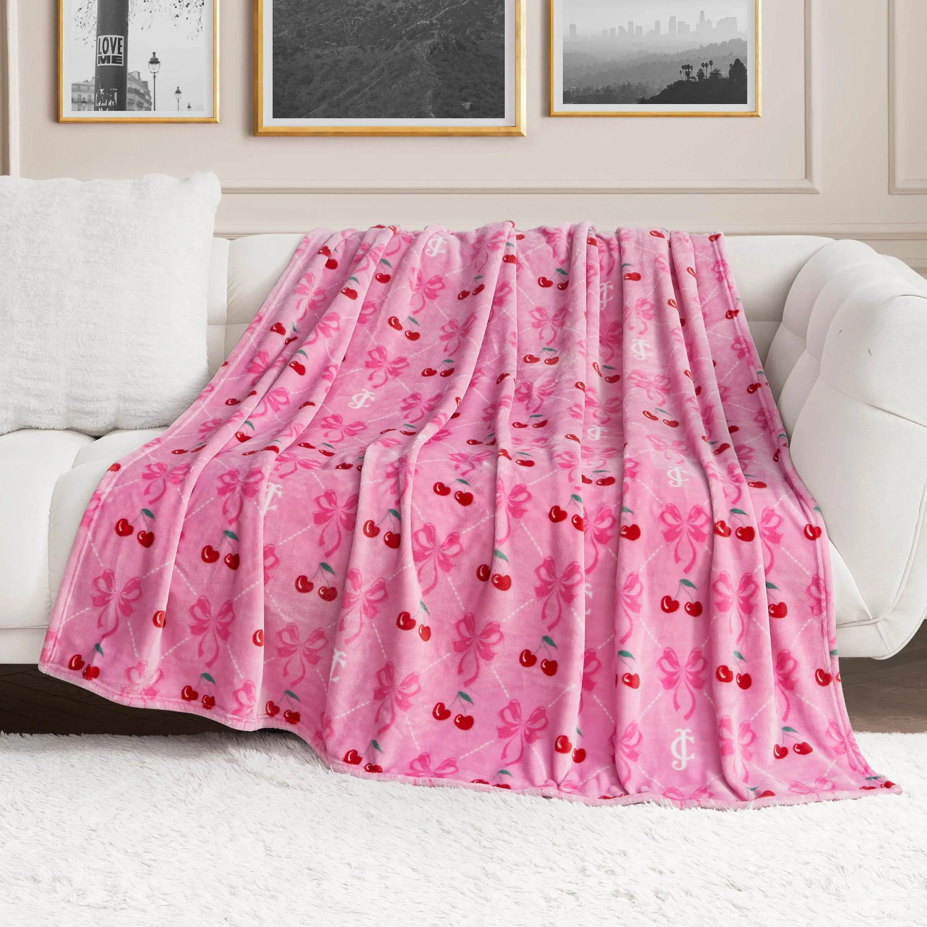 Juicy Couture Plush Oversized Throw Blanket, 60" x 70" Juicy Couture Plush Oversized Throw Blanket, 60" x 70"