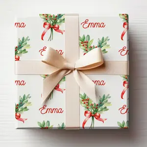 Custom Christmas Wrapping Paper Roll With Name Wrapping Paper Christmas, Personalized Christmas Wrapping Paper with Name, Mistletoe