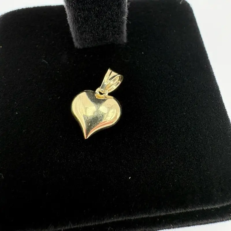 10k Gold Heart Charm, Dainty Pendant for Necklaces, Fine Jewelry Accessory