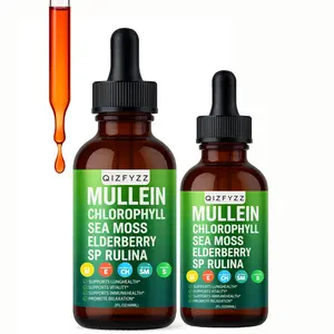 QIZFYZZ-Drops for Lungs Organic Chlorophyll Liquid Irish Sea Moss, Spirulina, Licorice, Tart Cherry Lobelia, Motherwort & Elderberry Mullein Leaf Extract Tincture Men Women Supplement