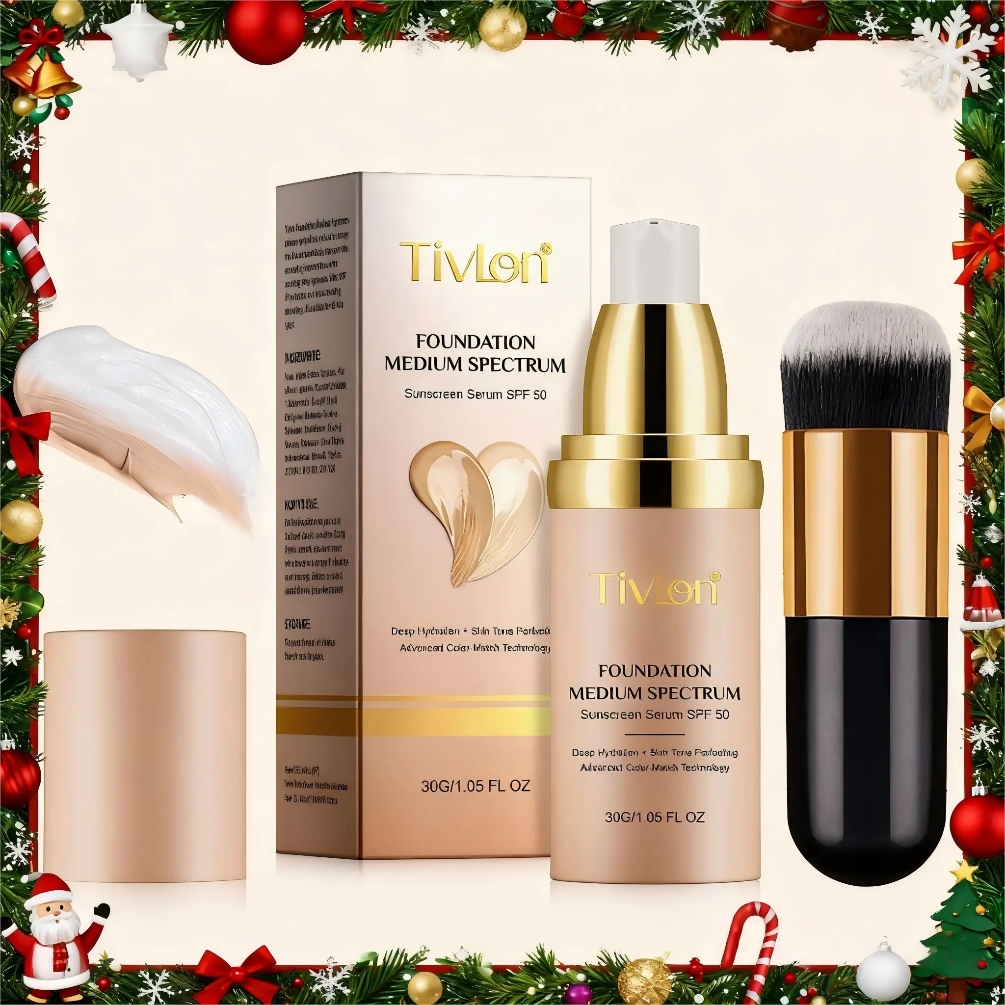 Tivlon Color Changing Foundation Concealer Set 30ML, Includes Foundation Brush, Long Lasting Moisturizing Coverage, Waterproof Sunscreen, All Skin Types