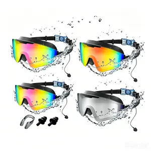Viyawise Swim Goggles for Adults & Kids - Anti-Fog Full-Coverage, 3-Color UV Lens, Waterproof Earplugs & Nose Clip, Fit Outdoorfun