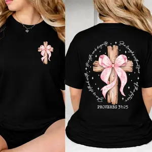 Empowered by Faith Cross Tee "Strength & Dignity" Proverbs 31:25 100% Cotton Oversized T-Shirt for Daily Wear Streetwear Top