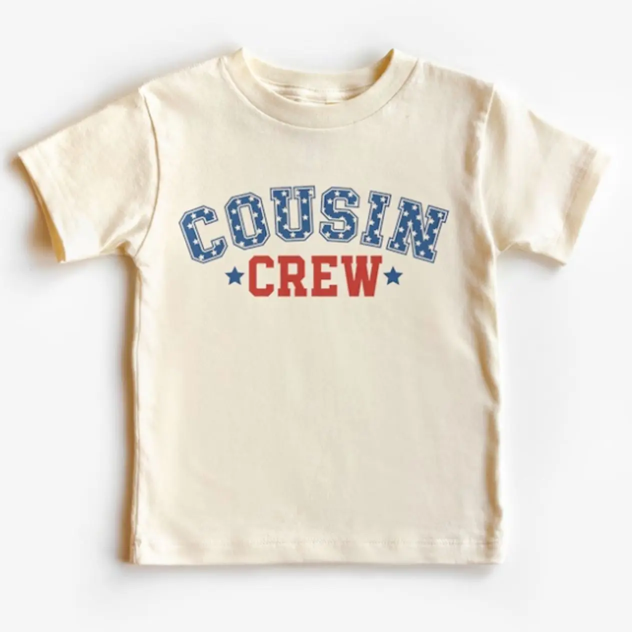 Cousin Crew Patriotic Shirts, Matching 4th Of July Cousins Outfit, Cute Red Tee, White and Blue, Natural Boho Tees