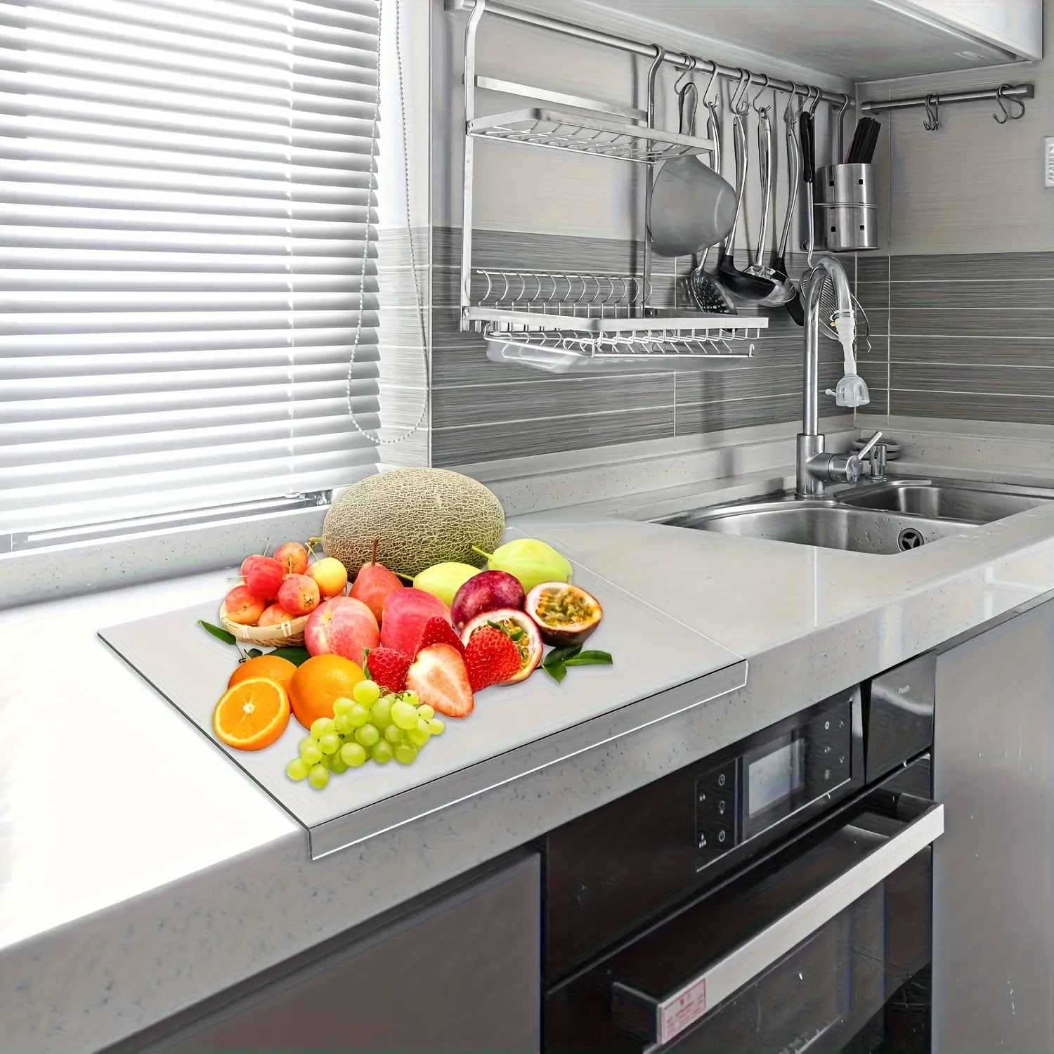 Acrylic Chopping Boards with Invisible Protection - Food-Safe, Non-Toxic, Anti-Slip Kitchen Cutting Boards, Rounded Edges, Counter Lip, Space-Saving Design for Home & Restaurant Use, Easy to Clean Kitchen Tools with Knives