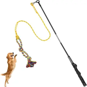 Flirt Pole for Dogs Interactive  Toys for Large Medium Small Dogs Chase and Tug of War,  Teaser Wand with Lure Chewing  for  Outdoor Exercise &