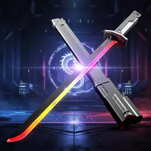 Spark Effect LED Lightsaber – Cyberpunk 31.5in Sword with Sound & Mist, Type-C Cosplay Prop