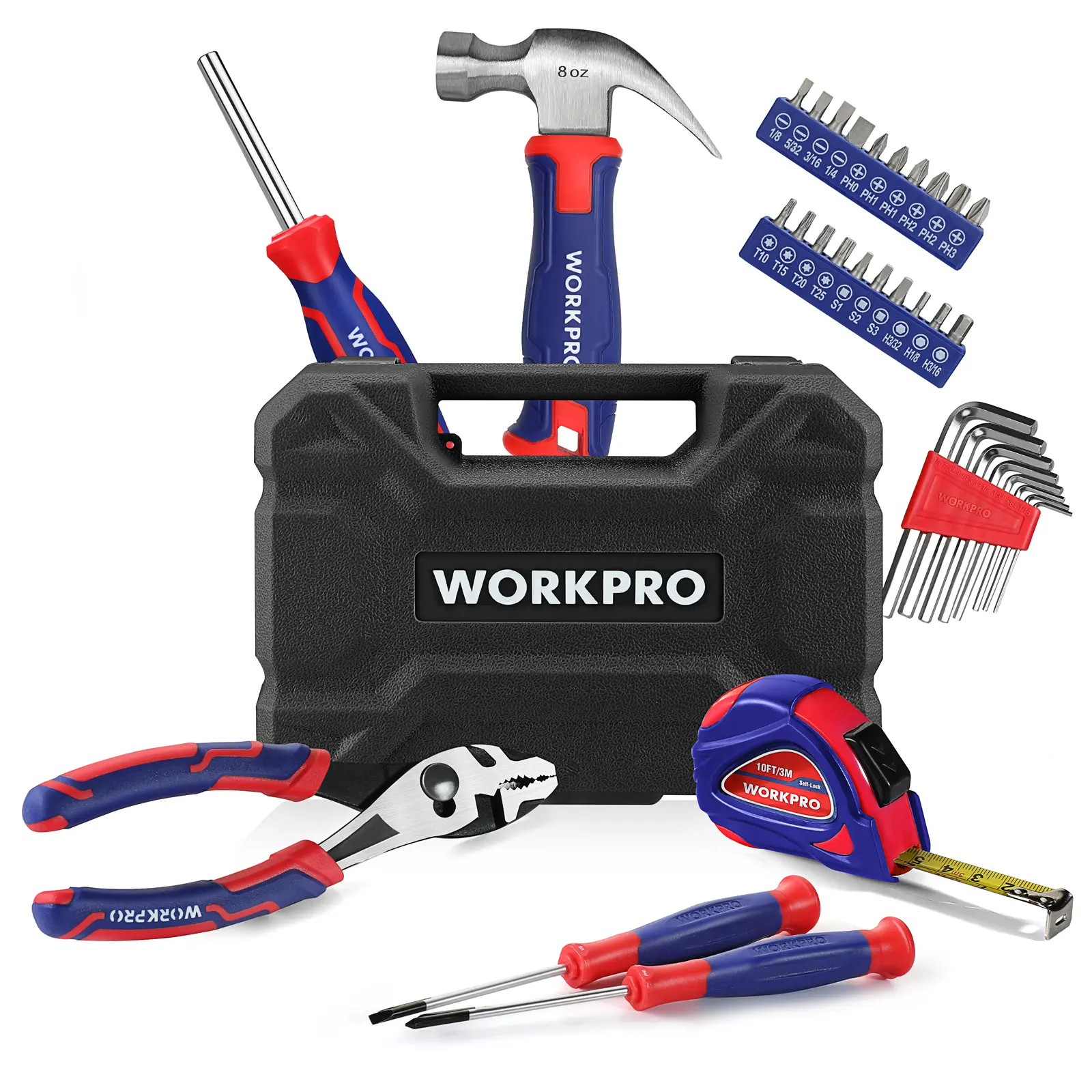 #fathersdaygift WORKPRO 35-Count Tools Set, General Household Tool Kit with Storage Toolbox, Basic Tool Set for Home, Garage, Apartment, Dorm, New House, Back to School, and as a Gift