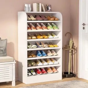LITTLE TREE Shoe Rack, 8-Tier Tall Shoe Shelf, Wooden Shoe Storage Cabinet