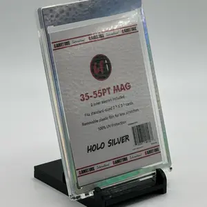 (Pack of 5) 35-55pt Holo Silver Magnetic One Touches with inner sleeves