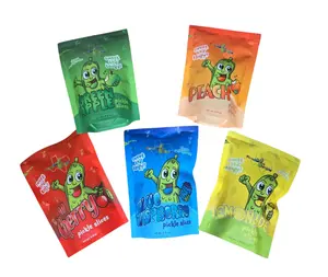 Variety Snack Pack-5 Tropical Flavored Pickle Snack Packs! Cherry Sweet Juicy Blue Raspberry Lemonade Pickled Slices