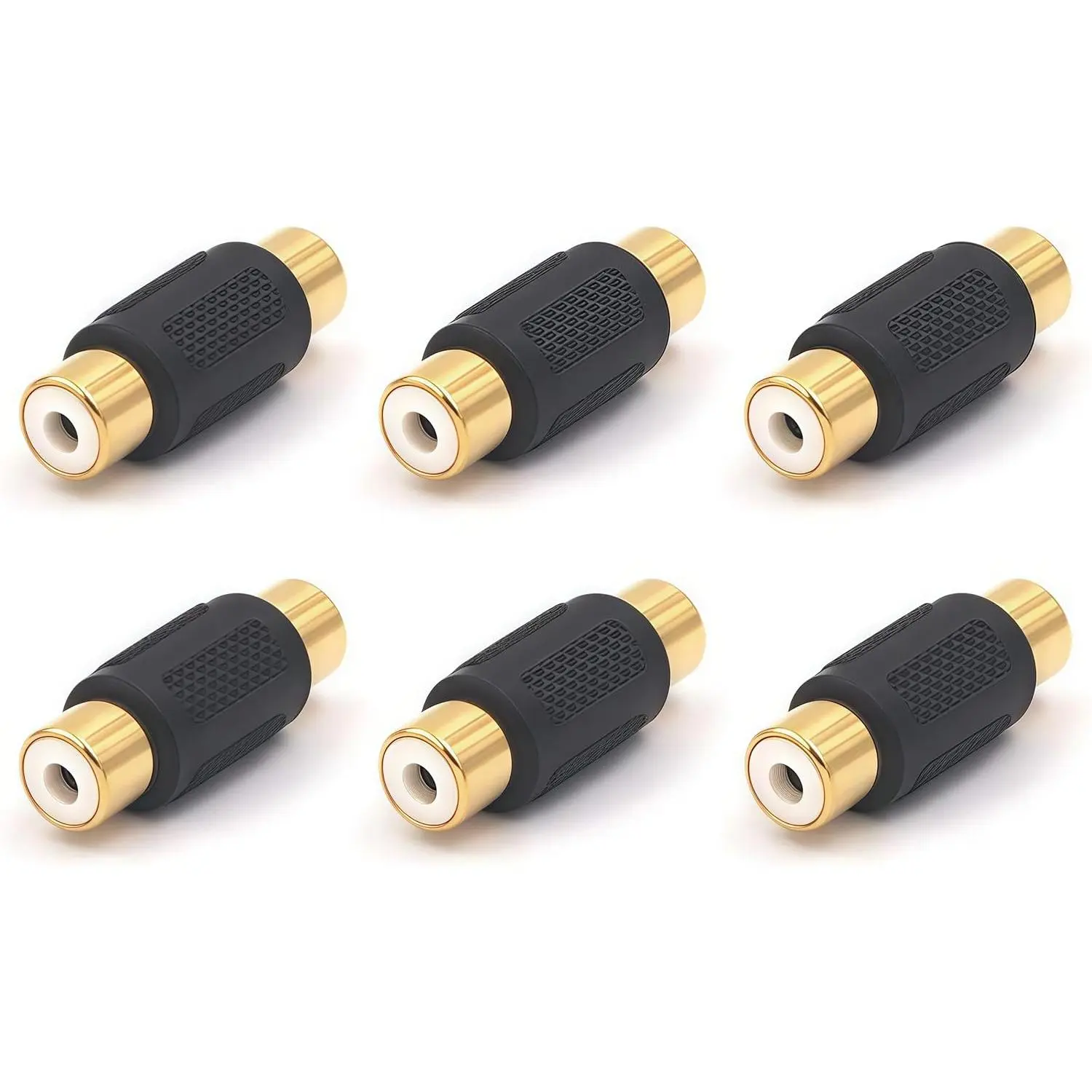 6-Pack Gold Plated RCA Female to RCA Female Coupler,Compatible with Phono,Speaker,RCA Cable,Amplifier