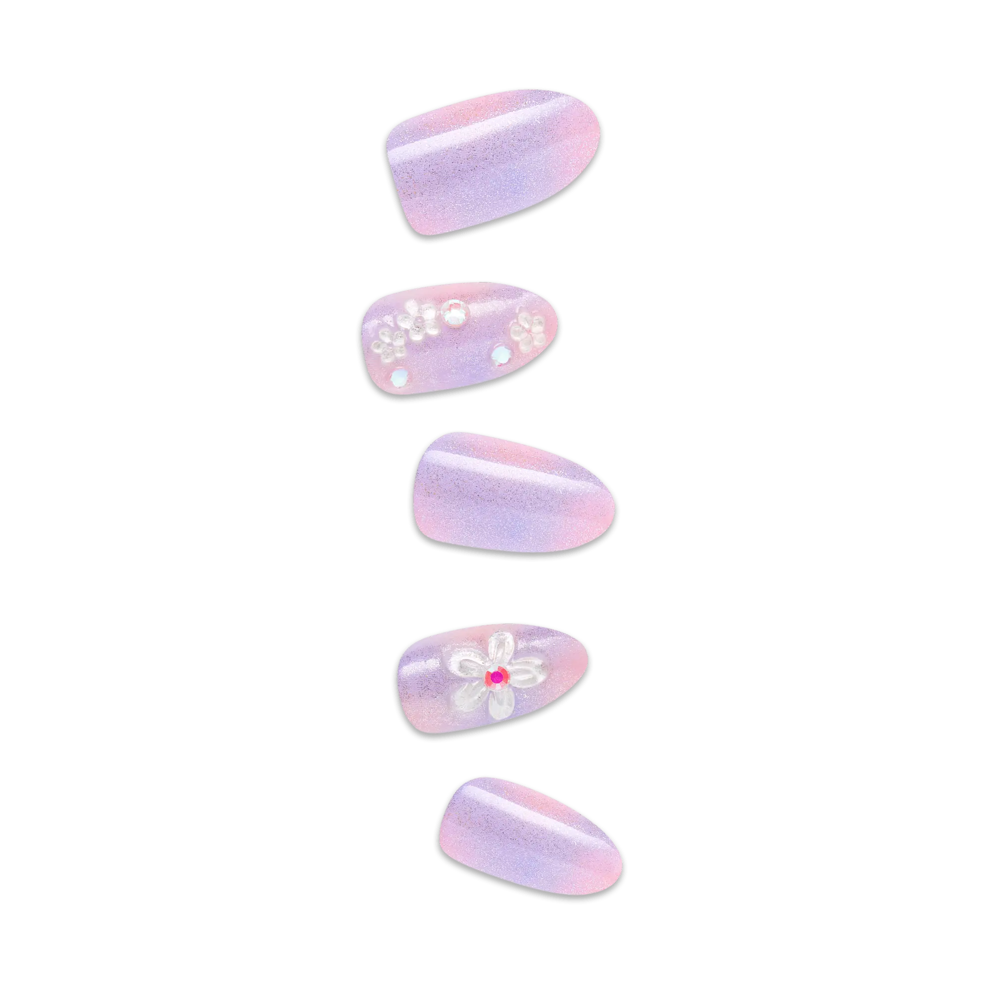Impress Premium No Glue Fake Press On Nails - Pick Me First | 3D & Jewel Design,  Multicolor, Medium, Oval, Manicure