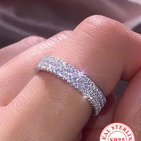 925 Sterling Silver Fashionable Elegant Rhinestone Decorated Ring, Luxury Jewelry for Women, Trendy All-match & Exquisite Jewelry for Birthday Gift, Unique Ring