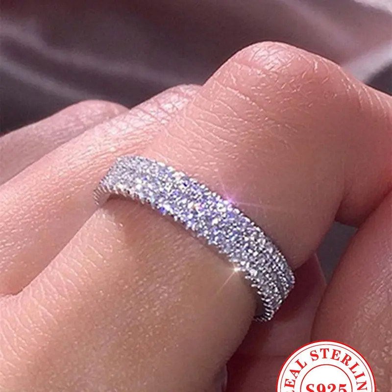 925 Sterling Silver Fashionable Elegant Rhinestone Decorated Ring, Luxury Jewelry for Women, Trendy All-match & Exquisite Jewelry for Birthday Gift, Unique Ring