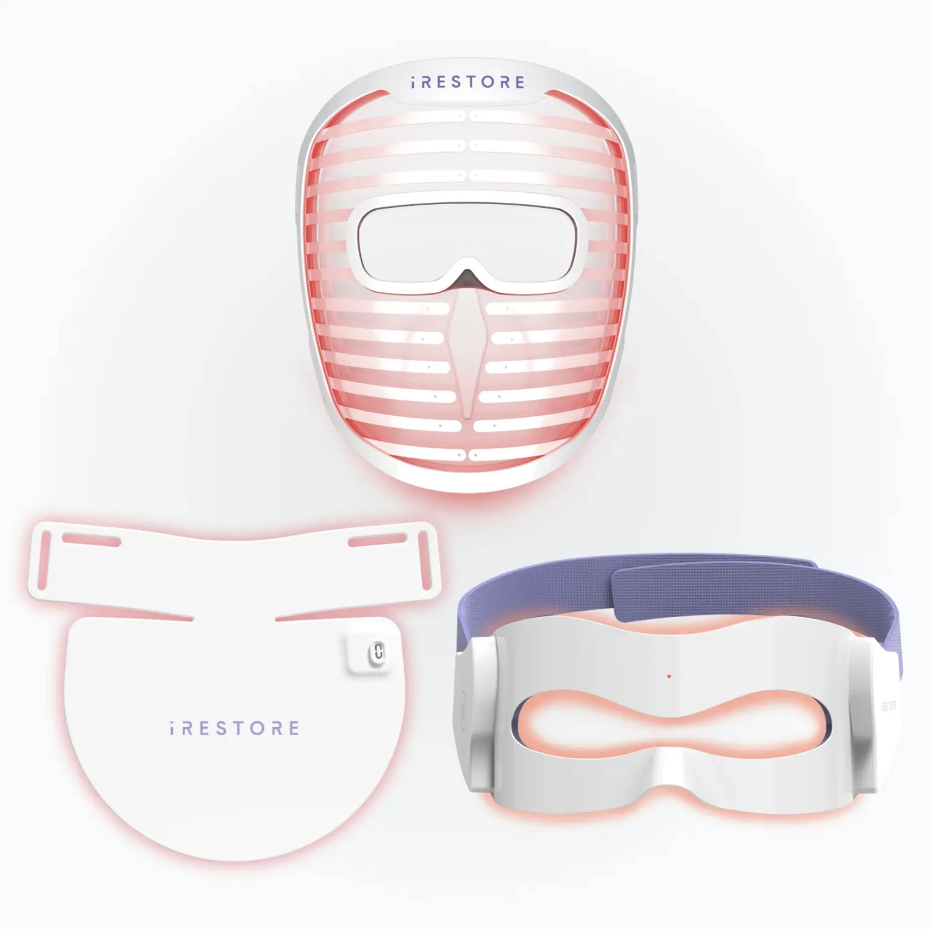 iRestore Radiance & Renewal Bundle: Professional Laser Red Light Therapy for Hair Growth System, LED Face Mask, and Neck & Chest Anti-Aging Mask