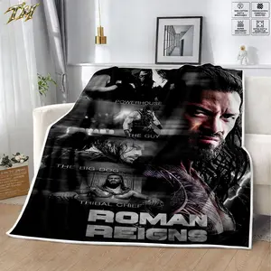 WWE Roman Reigns Big Dog Flannel Blanket, Cozy Velveteen Throw Blanket for Couch Sofa Bed, Soft Lightweight Warm Wrestling Blanket, WWE Fan Bedroom Decor Gift for Men Women